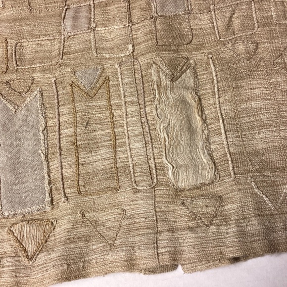 Chico’s blazer womens SZ 3(xl) silk natural fibers appliquéd tan vintage - Picture 11 of 13